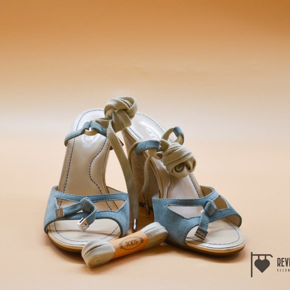 Tods Ankle Wrap Espadrille Sandal Heels - Size 6 - Picture 5 of 7